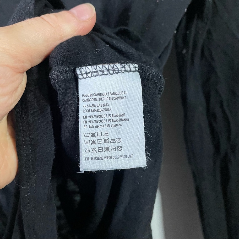 American Eagle Outfitters Soft & Sexy Slub Black Stretchy Long Sleeve Top Small - Picture 4 of 5